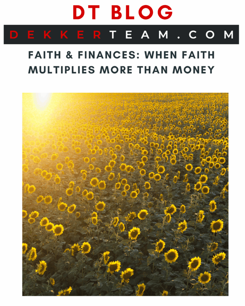 a field of sunflowers at sunset - DT blog Faith & Finances: When Faith Multiplies More Than Money