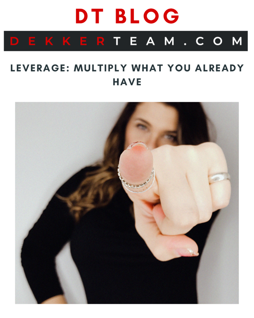 Leverage: Multiply What You Already Have DT blog Read Now image - A person pointing directly at the viewer with their index finger, wearing rings on their fingers.